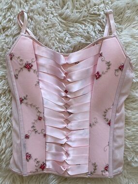 Rampage Pink Floral embroidered corset